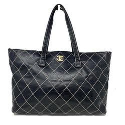 Chanel Calfskin Contrast Stitch Surpique Tote