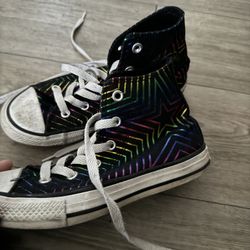 Converse For Girls Black With Starts Size 13