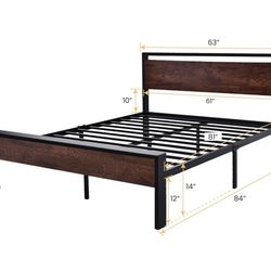 Full Size Bed Frame + Mattress (Like New) + Night Stand– Must Sell ASAP