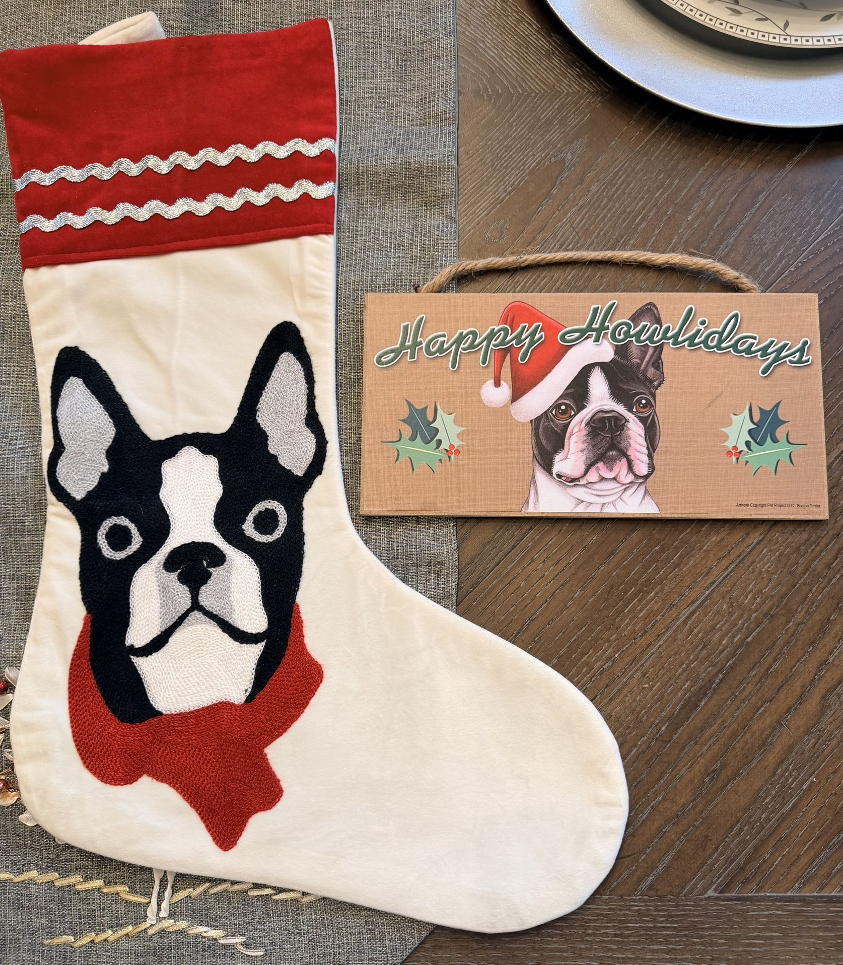 Boston terrier Dog Christmas Stocking Decorations
