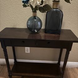 Entrance dark wood table/ Flower Vases 