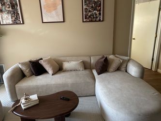 Modern Beige Sectional Sofa with Chaise