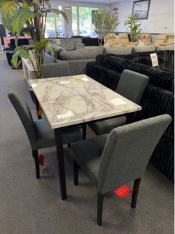 5PC Gray Dining Table Set