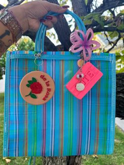 Mexican Mercado Tote Bag with Charms