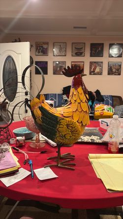 Decorative Metal Rooster Figurine