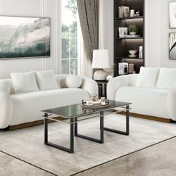 Brand New White Linen Sofa + Loveseat 2PCs Set
