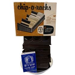 VINTAGE PLEASANTIME GAMES 6 Chip-O-Racks Individual Poker Chip Rackers in Brown