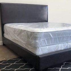 Queen Contemporary Bed Plus Queen  Plush Mattress (Free Delivery )