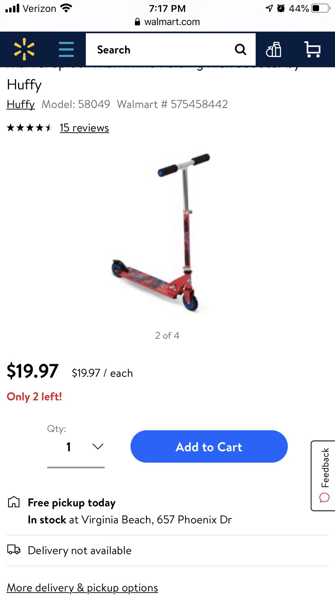 Huffy Ultimate Spider-Man folding scooter