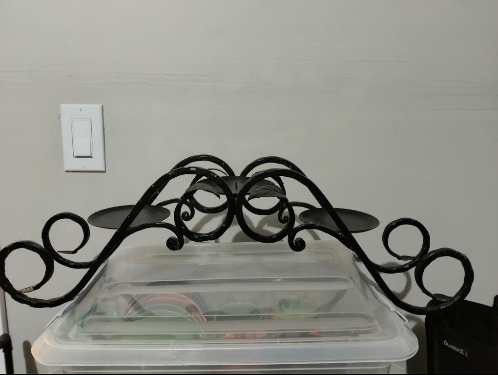 Wrought Iron Candle Holder With Matching Burgundy Candles