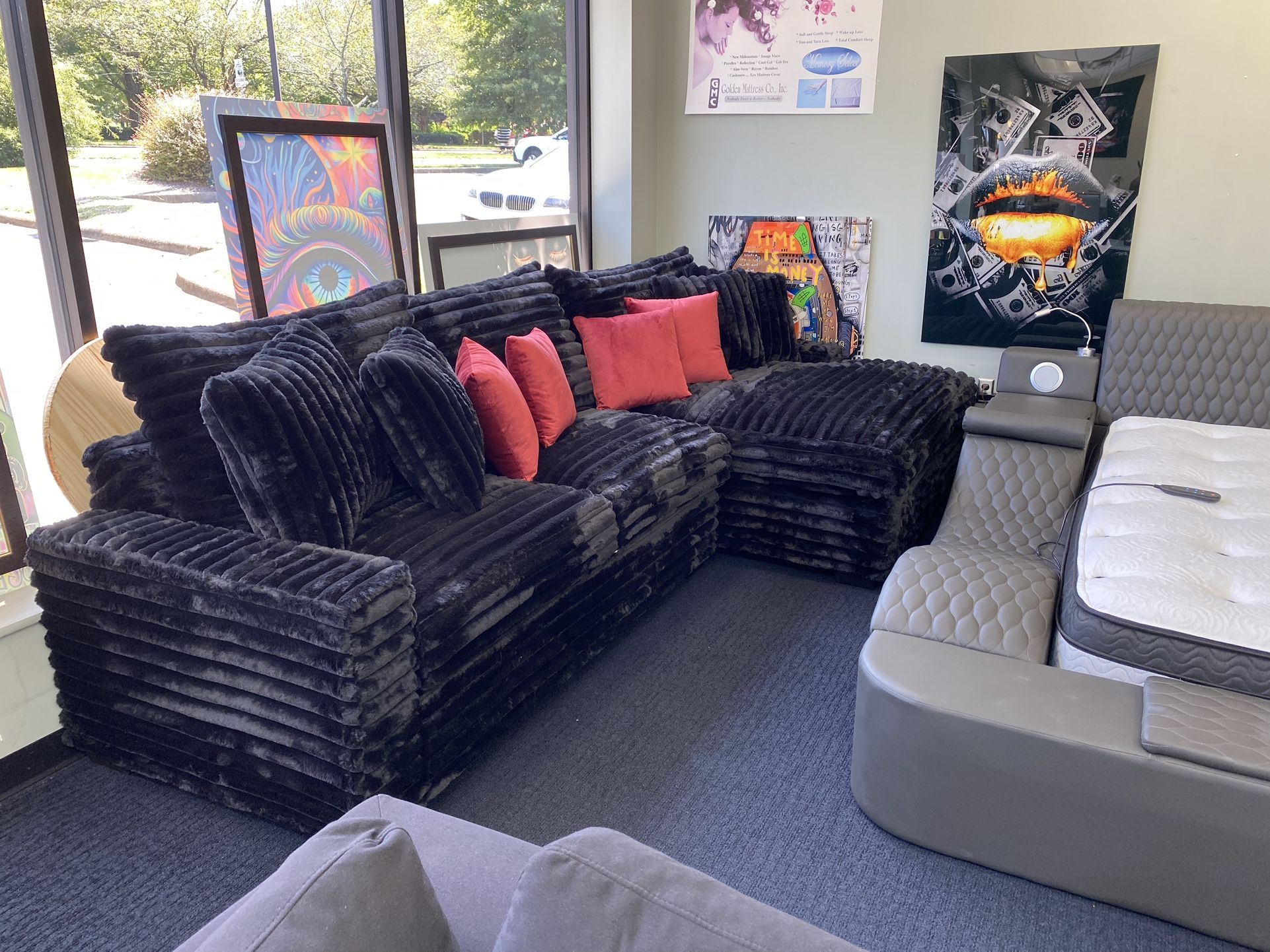 Fluffy Sectional In Black. Free Delivery In Charlotte