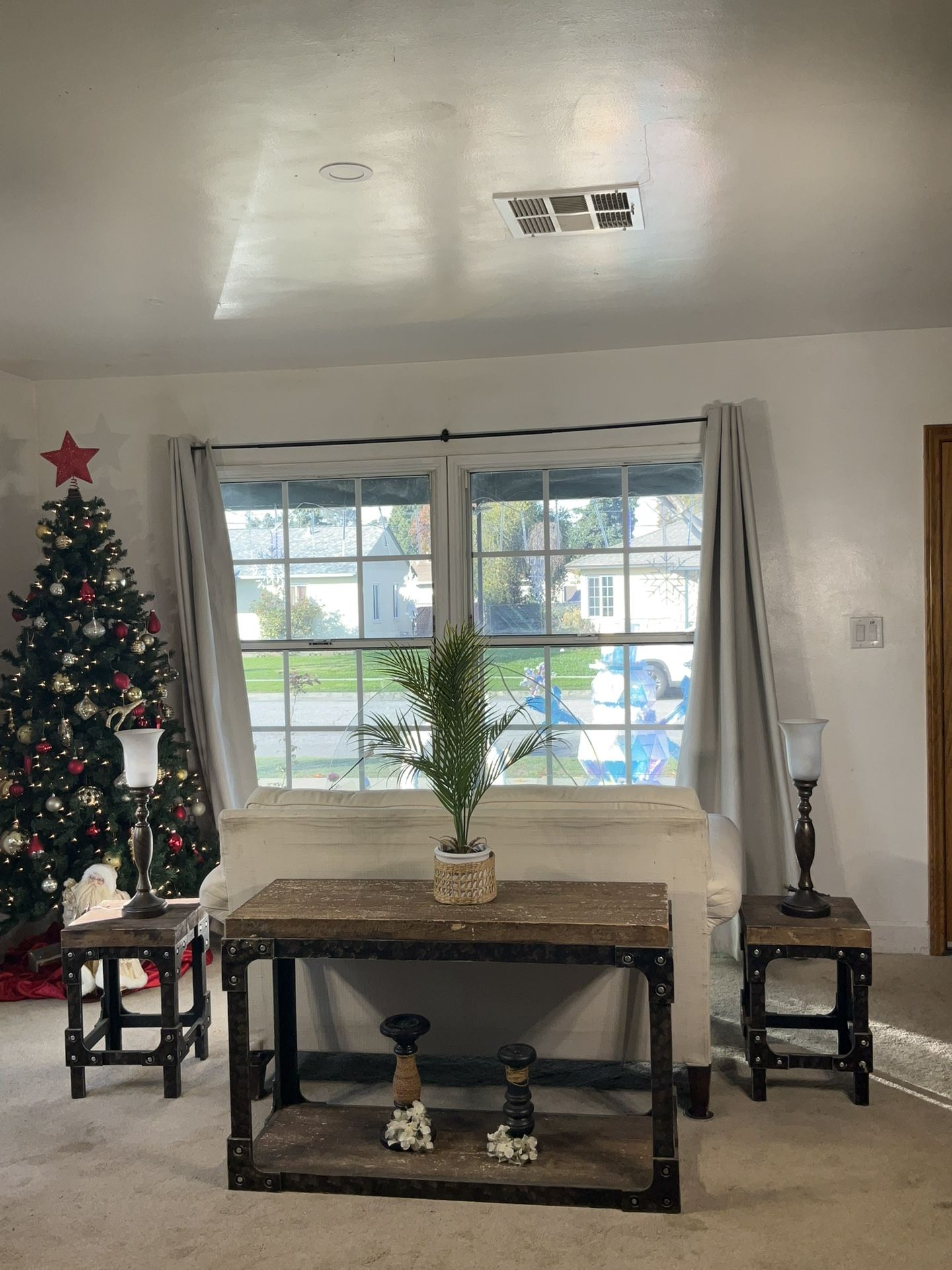 Rustic Industrial Accent Tables Set Of 3 / Console Table With Side/End Tables or Stools