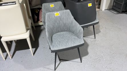 Set of 8 Gray Fabric Accent Chair with Metal Legs
