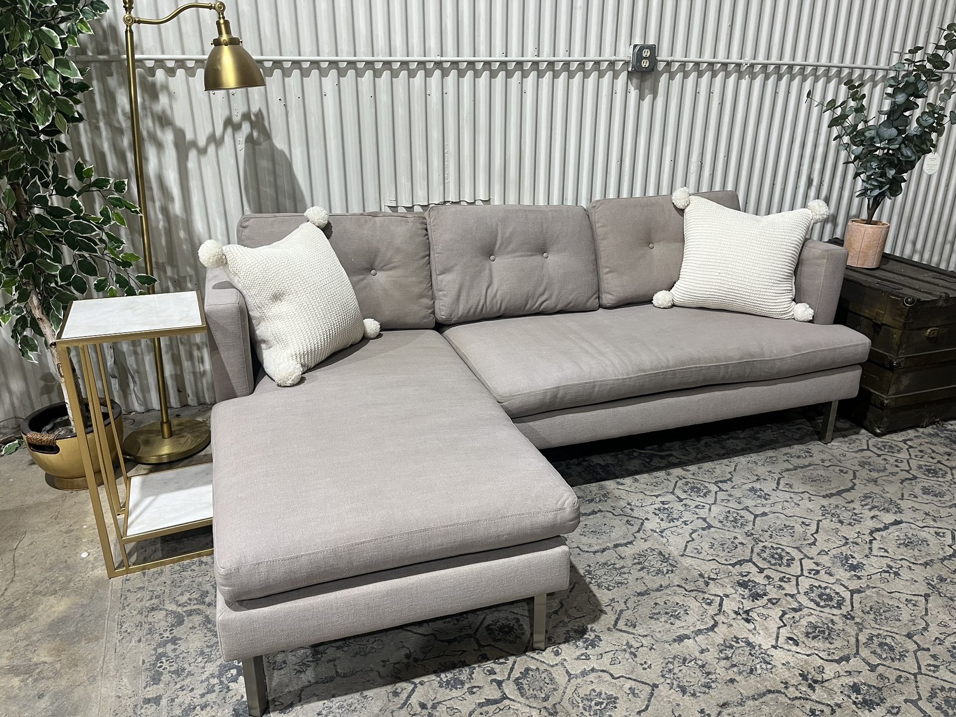 West Elm Apartment Sectional Sofa Couch - Reversible Chaise - Cleaned - Comfy - Delivery Available