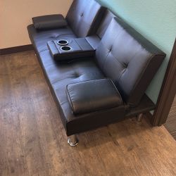 Black leather Couch / Daybed 