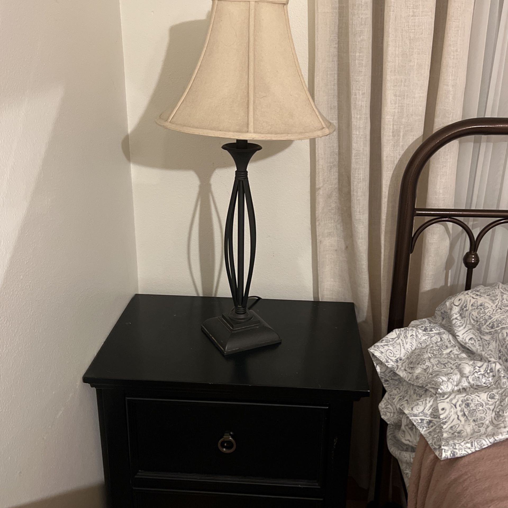 Bedside Table And Lamp 