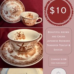 Japanese Redware Teacup & Saucer 