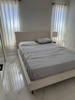 2 Queens Bed Frames + Mattresses — NEVER USED