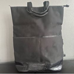 Beis Women’s Convertible Backpack In Black & Croc Trim