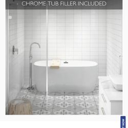 Jacuzzi Primo 30-in W x 59-in L White Acrylic Oval Center Drain Freestanding Soaking Bathtub and Faucet Included Item #912831Model #P6B5930BCXXXXW