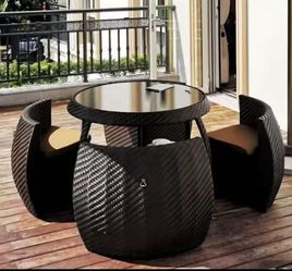 space-saving dining solution designed for compact outdoor areas like balconies or small patios.
