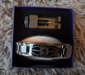 KLIFOWDY Men's Stainless Steel Black-Tone Cross Link Bracelet Fold Over