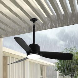 New in box 44'' Outdoor Ceiling Fan with Dimmable 3-Color LED Light, IP65 Waterproof 