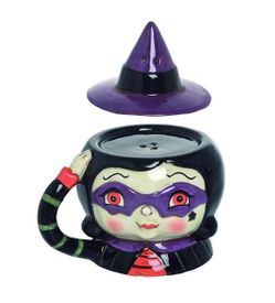 Johanna Parker Witch Hat Salt Pepper Set Halloween Transpac Retro Folk Art Decor