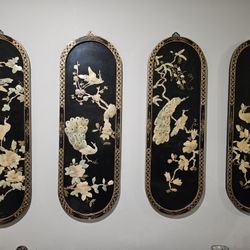 Mother Of Pearl And Wood Matching Art Pieces