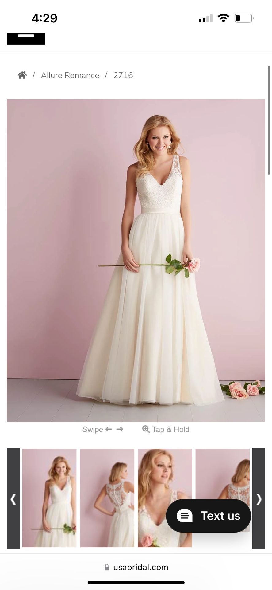 Allure Bridal Ivory Wedding Gown! New With Tags $959!