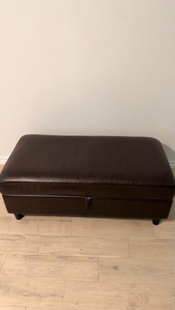 Dark Brown Faux Leather Storage Ottomans