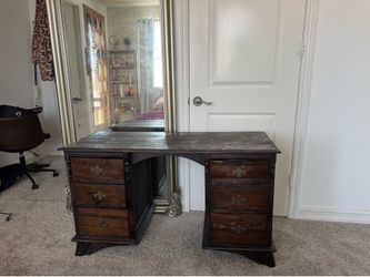 Dark Walnut Desk with Drawers