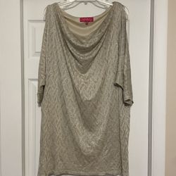 Nine & Co. Shimmering Silver Mini Dress or Tunic Top - Size 16