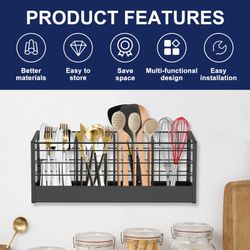 Rust Resistant Metal Cooking Utensil Holder Organizer with Premium Water Absorb Mud Base New Condition 