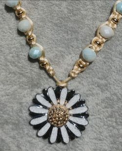 Handmade macrame necklace glass beads