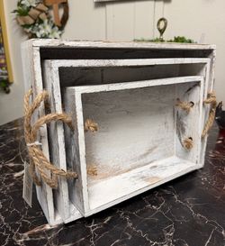 Three New Never Uses White Washed Trays. See Description.
