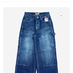 Dart Dist Navy Double Knee Baggy Pants