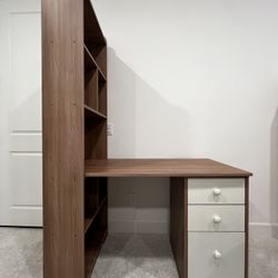 A Study Desk with A Bookcase