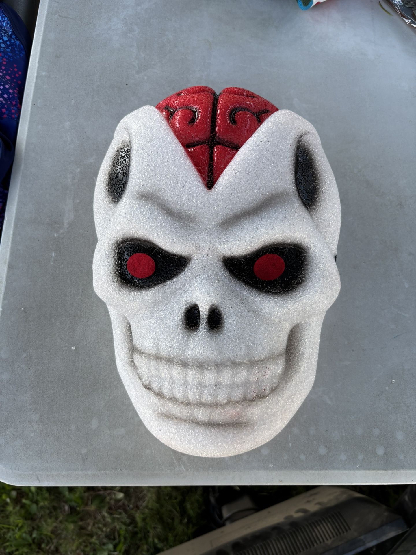 Melted Popcorn Halloween Split Skull Light Covers Set/2 Brains Exposed SPoOkY