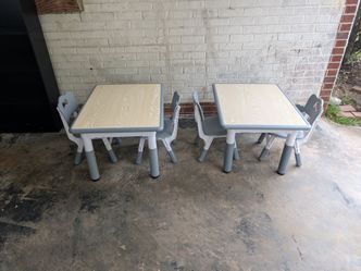 Set of 2 Kids Table and Chairs Set, Height Adjustable