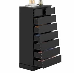 Black 7-Drawer Tall Dresser Chest