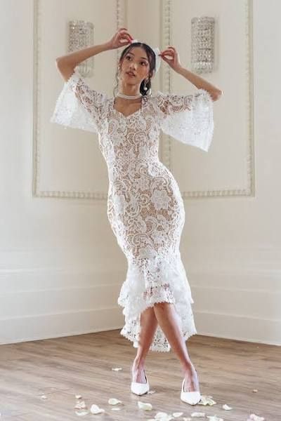 Ivy Co. Cecelia Embroidered White Nude Long Maxi Dress Plus Size 24, NWT