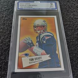 2010 Topps Tom Brady '52 Bowman Insert SP #52-B43 ISA Graded 9 Mint.