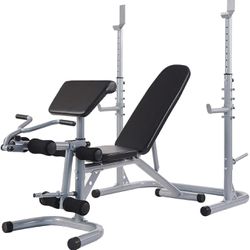 Sporzon Multi Functional Workout Station With Bench Squat Rack Leg Extension And Preacher Curl