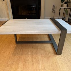 Real Marble Coffee Table W/modern Metal Base 