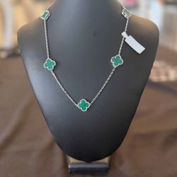 Sterling Silver Green Clover Necklace 💚