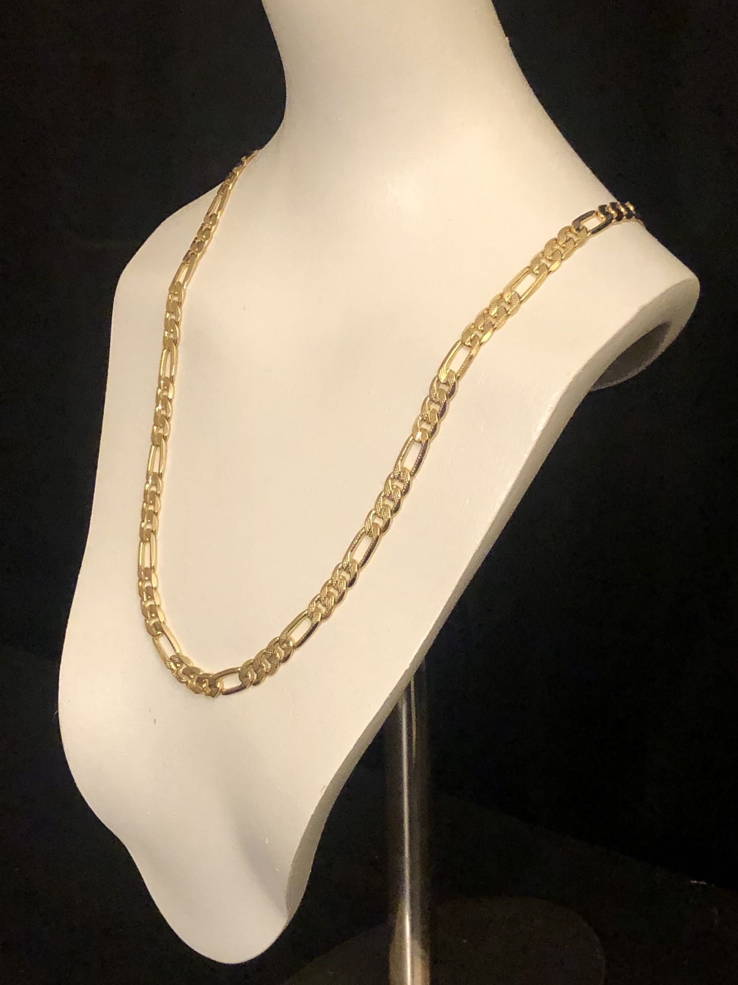 14k Gold Plated Figaro Chain 30" 10mm Textured