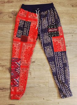 Strivers Row Men's Red and Blue Patterned Joggers
