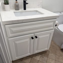 BATHROOM COMPLETE VANITY WITH WHITE QUARTZ TOP