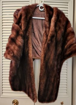 Brown Mink Fur Stole Wrap Shawl